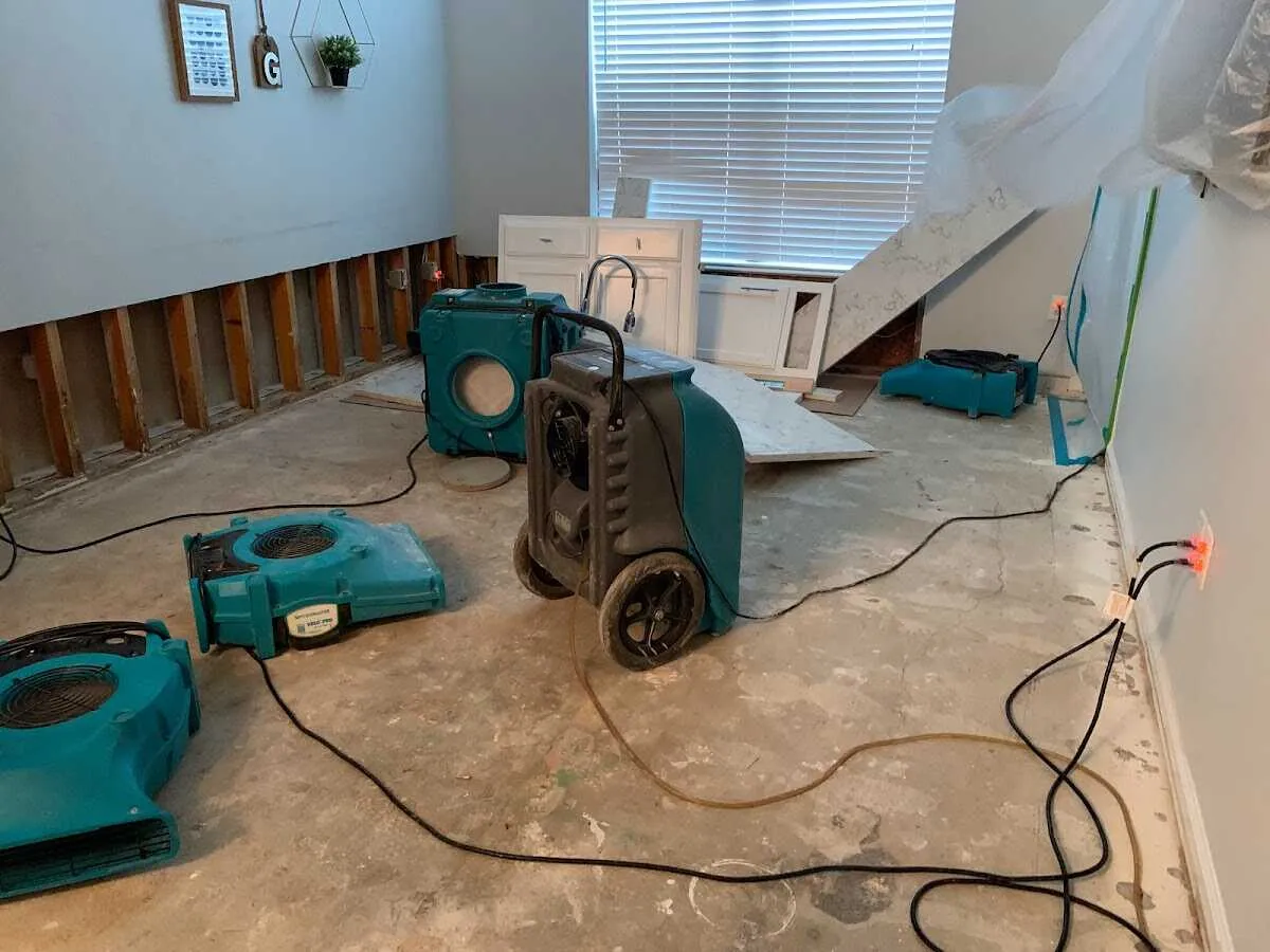 Dehumidifier in flood-cut room for Water Damage Restoration in Rio Rico